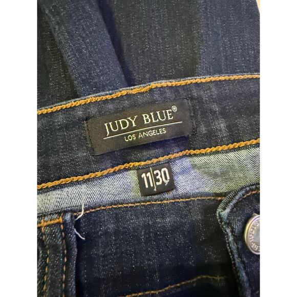 Judy Blue Skinny Fit Jeans Women’s Size 11/30 Dark Wash Raw Hem Stretch Denim - Picture 9 of 9